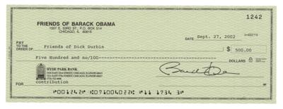 Lot #22 Barack Obama Signed Check