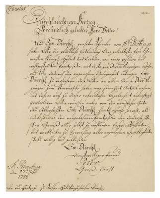 Lot #132 Peter III of Russia Letter Signed - Image 2