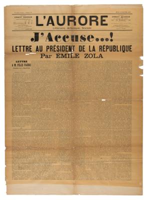 Lot #374 Emile Zola: 'J'Accuse...!' Commemorative Newspaper Supplement - L’Aurore (September 24, 1904)