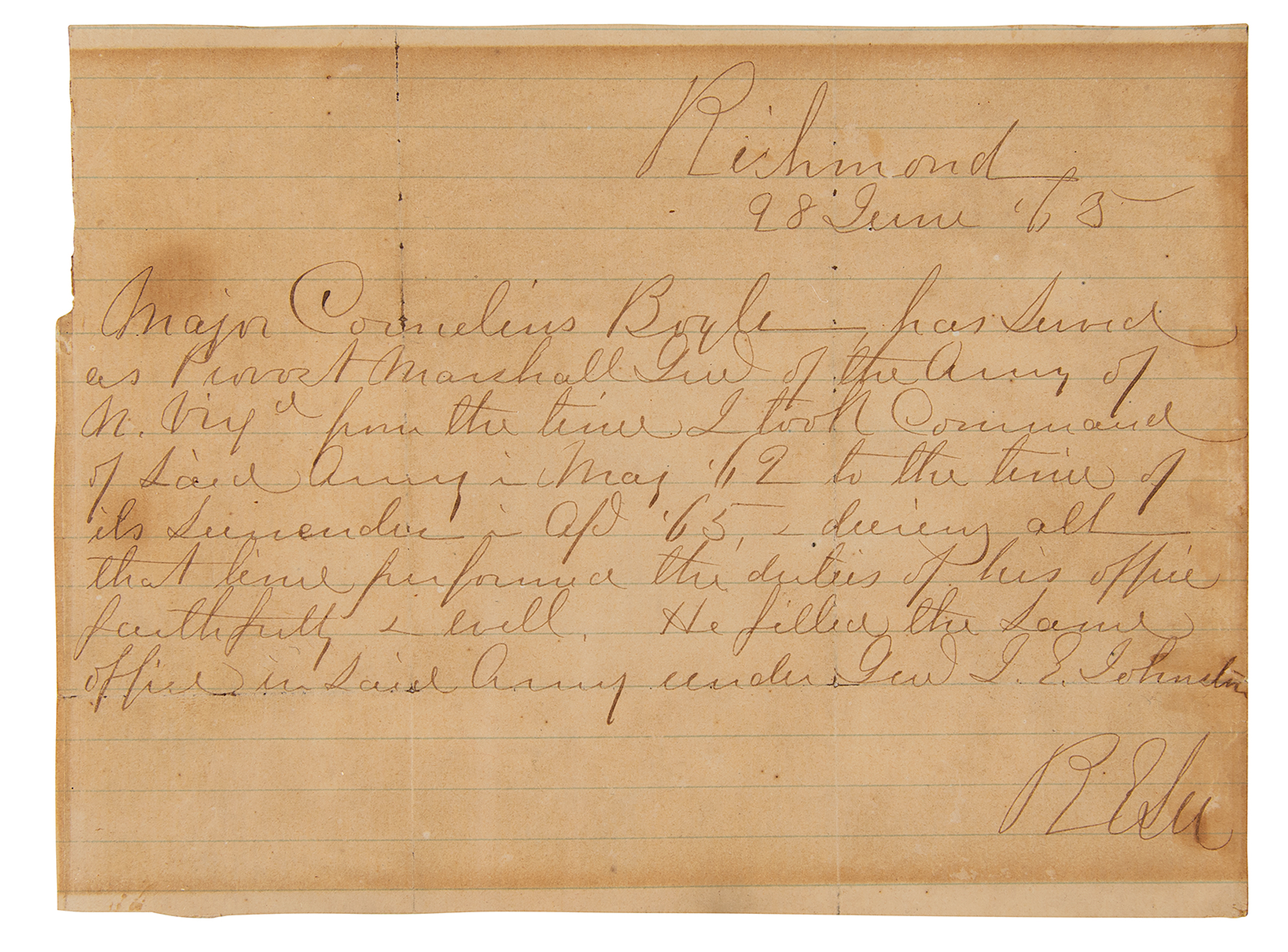 Lot #223 Robert E. Lee Autograph Letter Signed