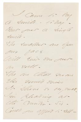 Lot #342 Emily Dickinson Autograph Poem Signed - Image 1