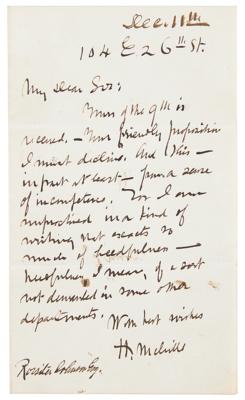 Lot #357 Herman Melville Autograph Letter Signed