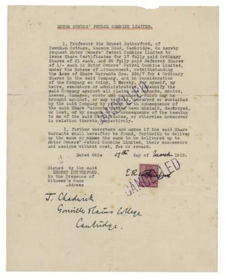 Lot #108 Ernest Rutherford and James Chadwick Document Signed - Image 1