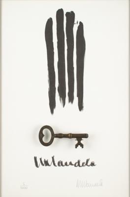 Lot #92 Nelson Mandela Signed Limited Edition 'Key & Bars' Lithograph and Replica Key - Image 2