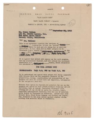 Lot #629 Orson Welles Document Signed for a Groucho Marx Program - Image 1