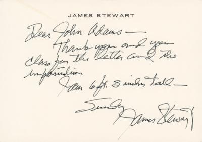 Lot #624 James Stewart Autograph Note Signed