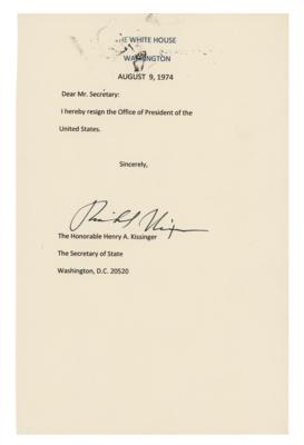 Lot #55 Richard Nixon Signed Mock Resignation