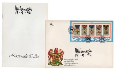 Lot #94 Nelson Mandela (2) Signed Items: Booklet and Envelope