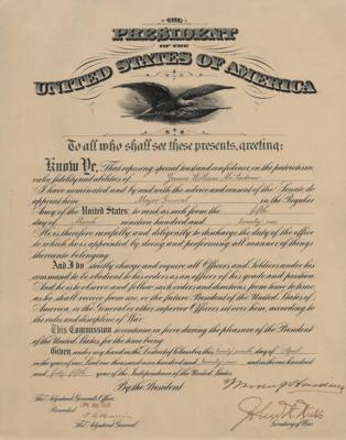 Lot #17 Warren G. Harding Document Signed as President