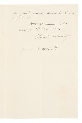 Lot #307 Claude Monet Autograph Letter Signed - Image 2