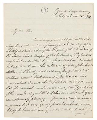 Lot #125 William Wilberforce Letter Signed