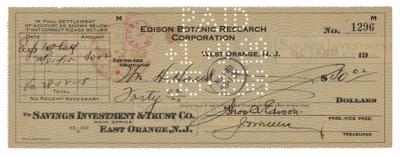 Lot #104 Thomas Edison Signed Check