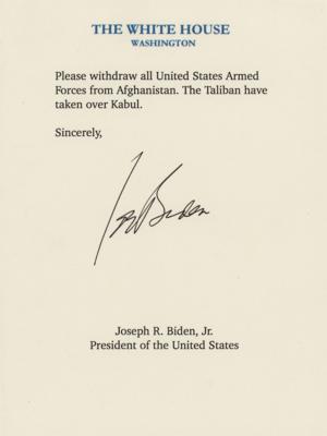 Lot #24 Joe Biden Signature with Printed U.S. Troops Withdrawal Letter