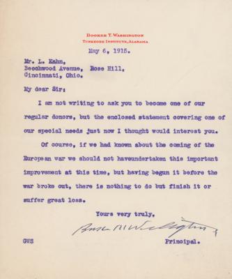Lot #215 Booker T. Washington Typed Letter Signed