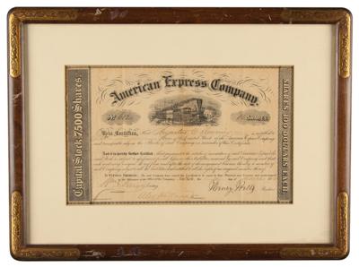 Lot #218 Henry Wells and William Fargo Signed Stock Certificate - Image 2