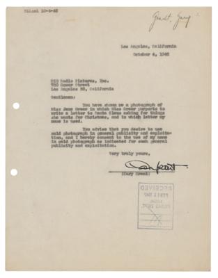 Lot #563 Cary Grant Document Signed