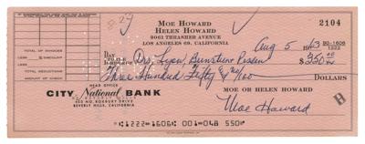 Lot #628 Three Stooges: Moe Howard Signed Check - Image 1