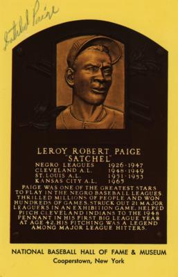 Lot #652 Satchel Paige Signed Hall of Fame Card