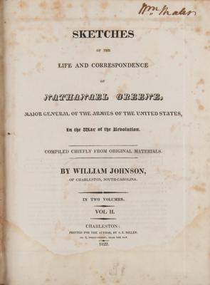 Lot #268 William Johnson: Sketches of the Life and Correspondence of Nathanael Greene - Image 2