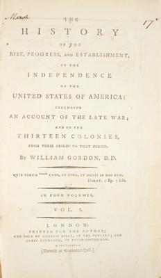 Lot #250 William Gordon: History of the Rise, Progress, and Establishment of the Independence of the United States of America - Image 2