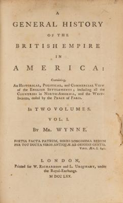 Lot #282 John Huddleston Wynne: A General History of the British Empire in America - Image 2