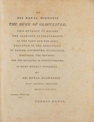 Lot #252 Thomas Mante: The History of the Late War in North-America - Image 3
