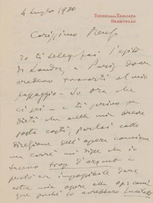 Lot #431 Giacomo Puccini Autograph Letter Signed