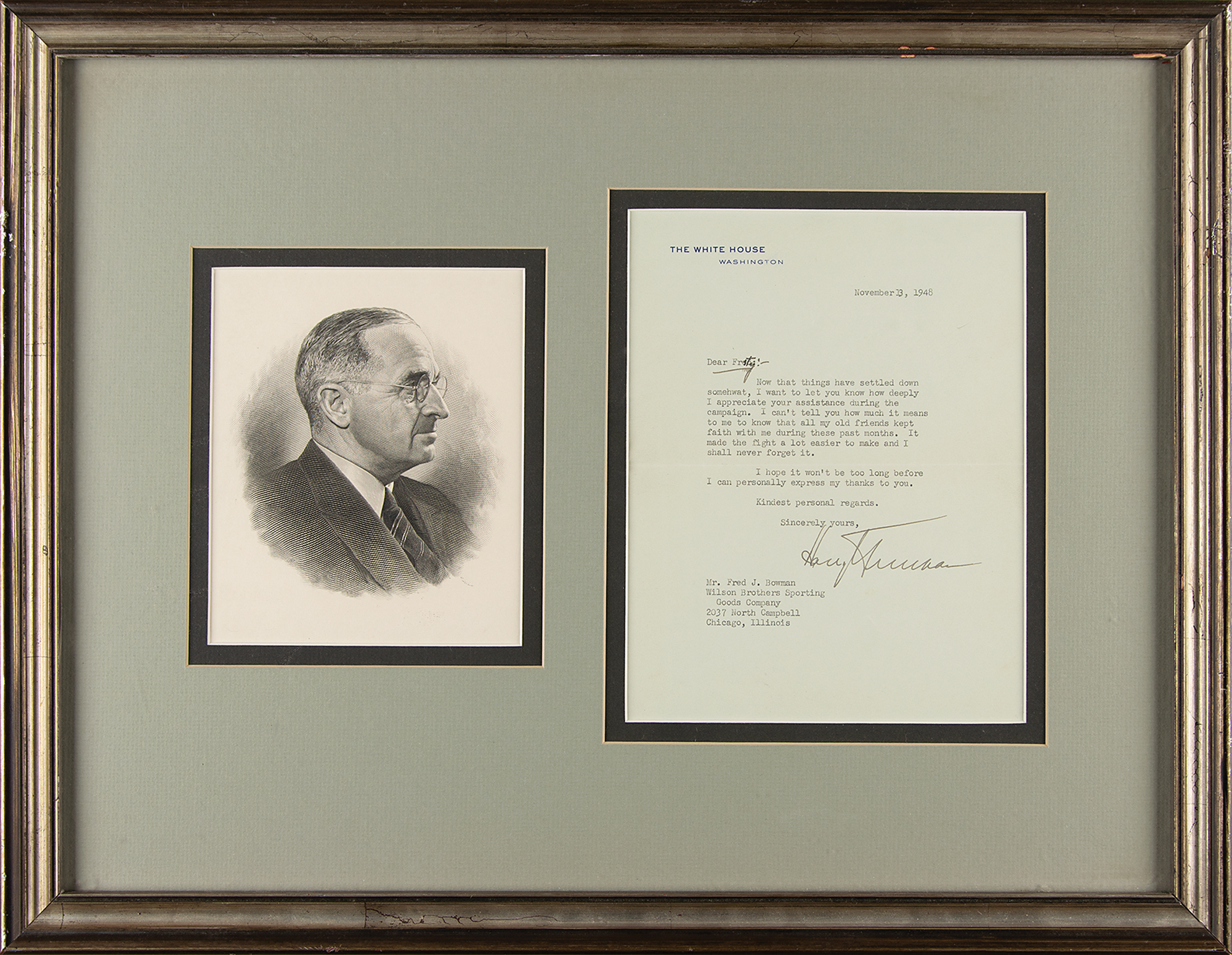 Lot #19 Harry S. Truman Typed Letter Signed as President