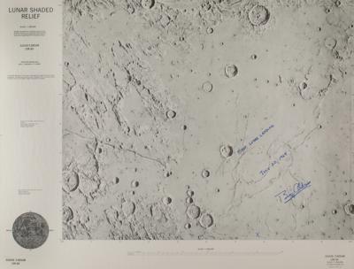Lot #7259 Buzz Aldrin Signed Lunar Chart