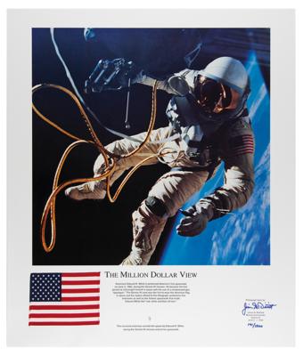Lot #7094 Jim McDivitt Signed Lithograph with Flown Gemini 4 Mustard Seed
