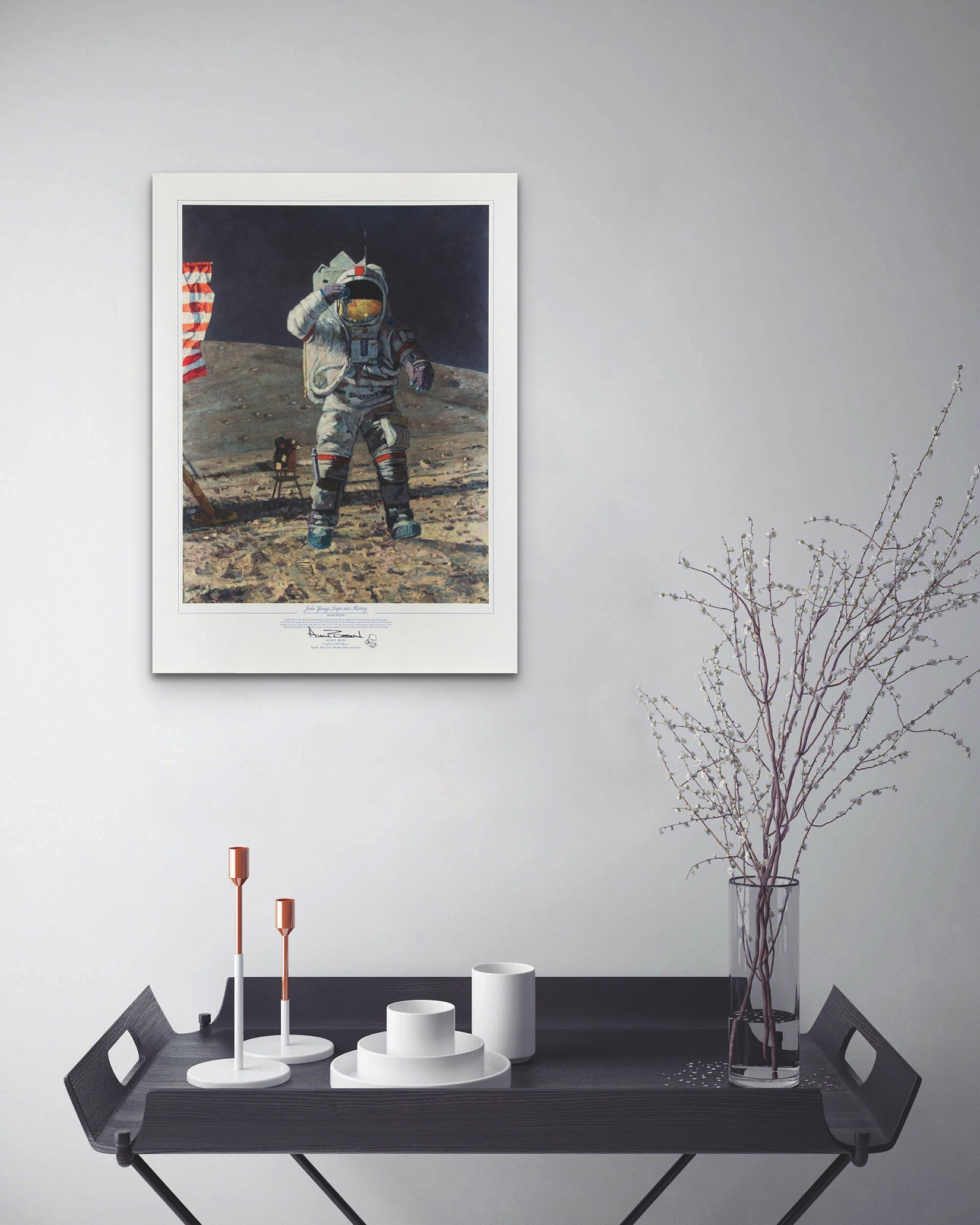 Lot #7507 Alan Bean Signed Giclee Print: 'John Young Leaps into History' - Image 4
