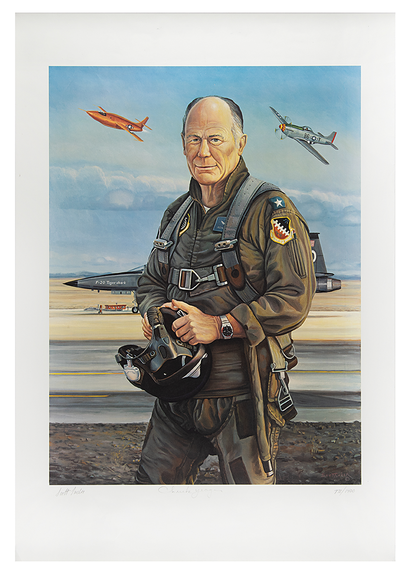 Lot #7817 Chuck Yeager Signed Print