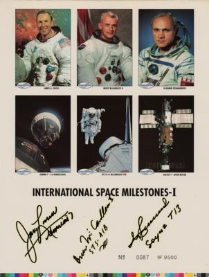 Lot #7565 Astronauts Signed Trading Card Sheet