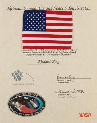 Lot #7660 STS-31 Flown Flag - Image 1