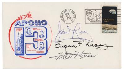 Lot #7363 Apollo 13: James Lovell, Fred Haise, and Gene Kranz Signed 'Launch Day' Cover