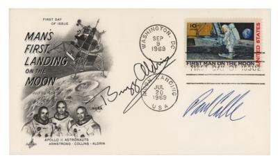 Lot #7302 Buzz Aldrin and Paul Calle Signed First Day Cover