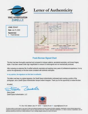 Lot #7212 Frank Borman Signed Apollo 8 Earth Orbit Chart - Image 3