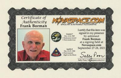 Lot #7212 Frank Borman Signed Apollo 8 Earth Orbit Chart - Image 4