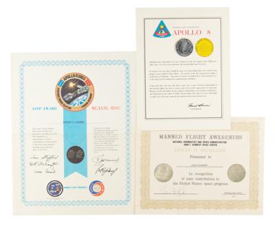 Lot #7164 Manned Flight Awareness Medallion Presentations (3) - Apollo 8 and 11, Apollo Soyuz Test Project - Image 2
