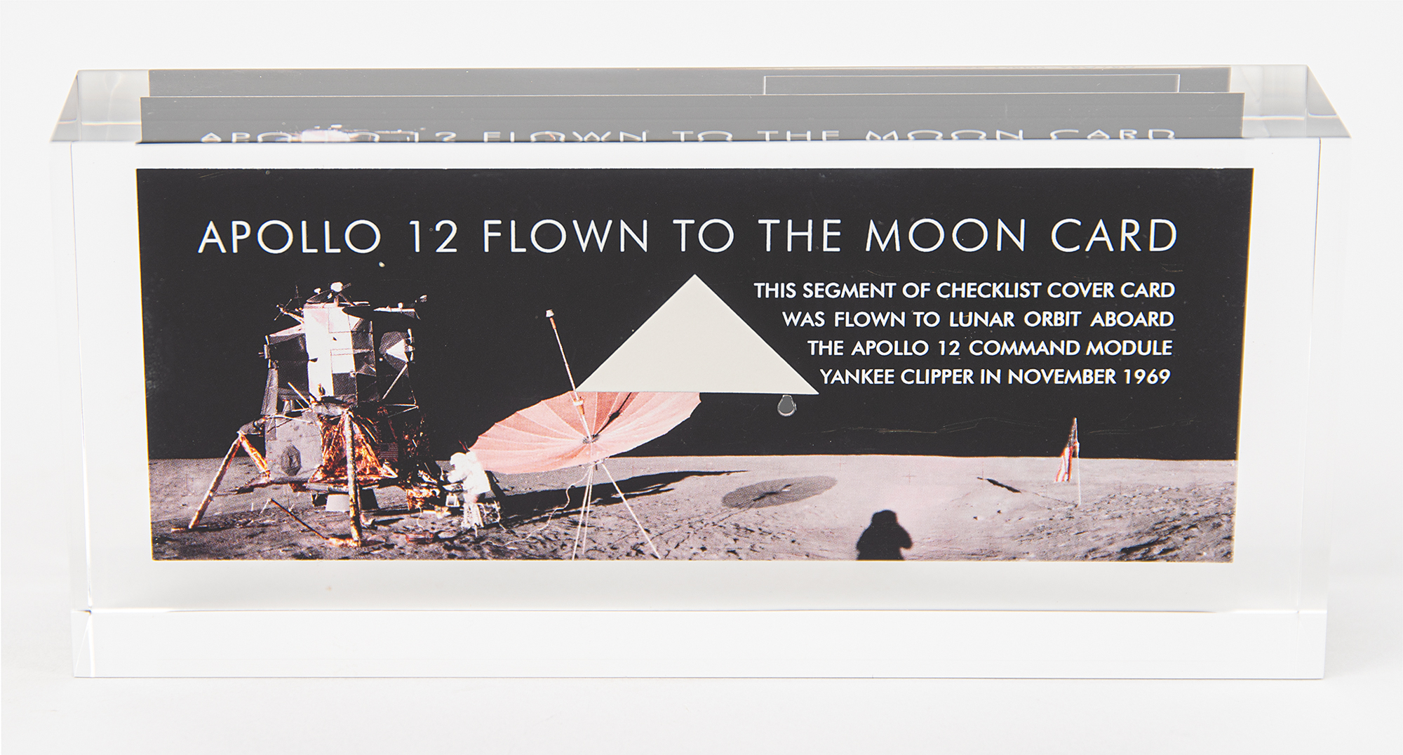 Lot #7332 Apollo 12 Flown Card Swatch Display (Attested to as Flown by Moonpans)