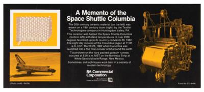 Lot #7659 STS-3 Space Shuttle Columbia Thermal Insulation Souvenir - Image 1