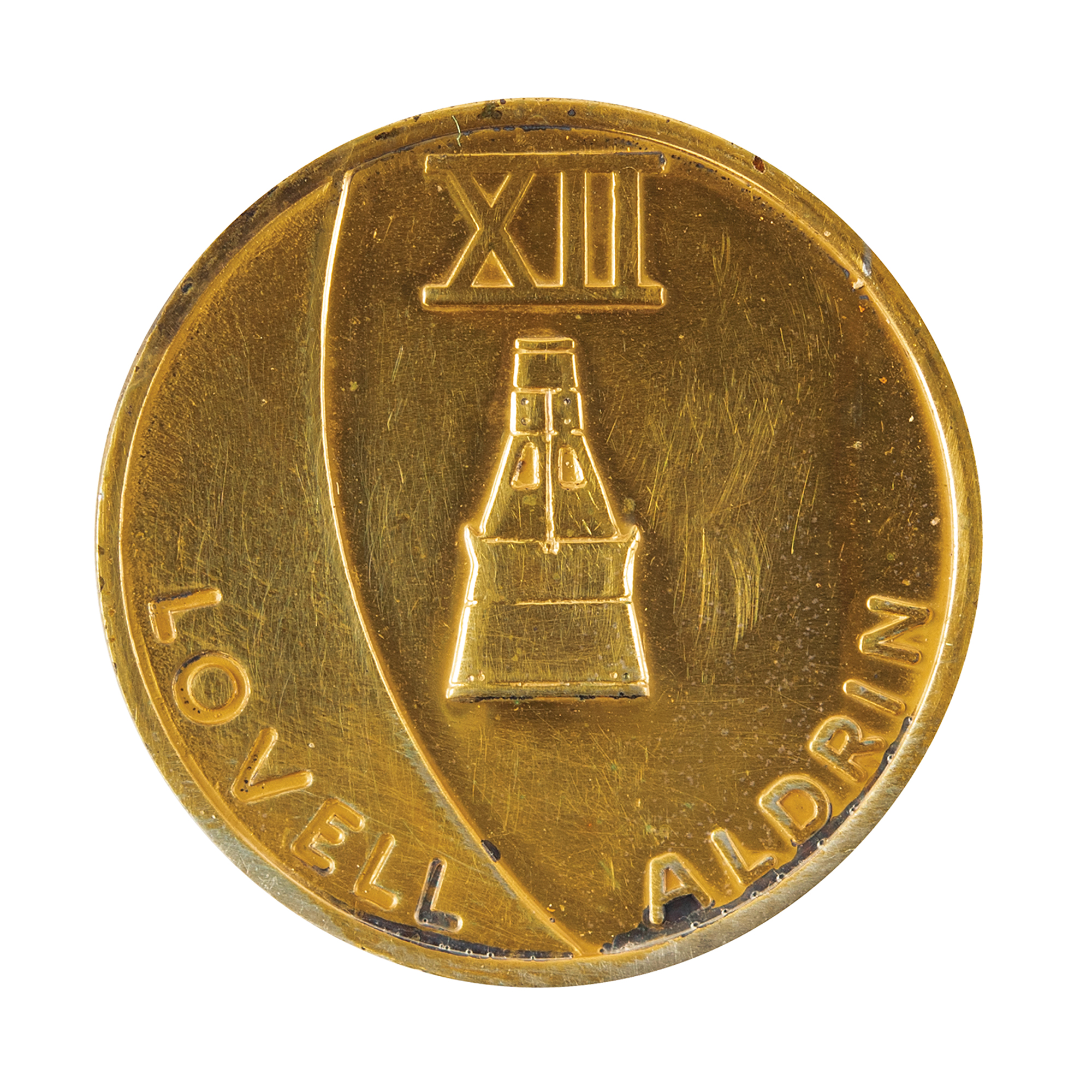 Lot #7076 Gemini 12 Flown Gold-Plated Fliteline Medallion
