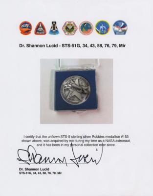 Lot #7616 Shannon Lucid's STS-5 Unflown Robbins Medallion - Image 3