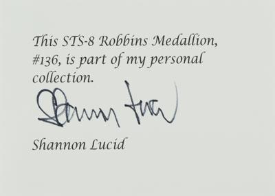 Lot #7619 Shannon Lucid's STS-8 Unflown Robbins Medallion - Image 3