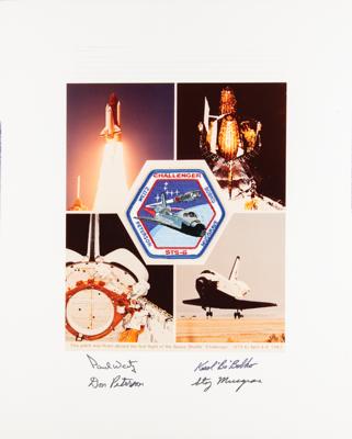 Lot #7663 STS-6 Flown Crew Patch and Signed Display  - Image 1