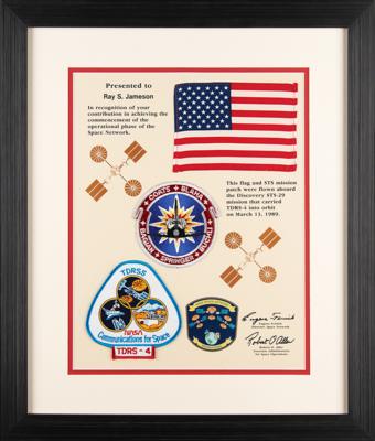 Lot #7656 STS-29 Flown American Flag and Crew Patch - Image 2