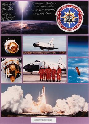 Lot #7657 STS-29 Flown Crew Patch and Signed Photograph Display - Image 1