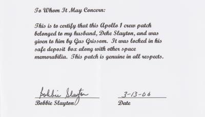 Lot #7181 Gus Grissom's Apollo 1 Crew Patch Presented to Deke Slayton - Image 3