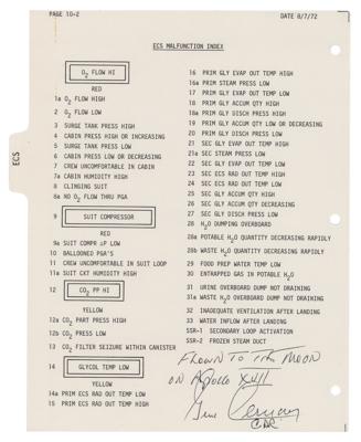 Lot #7531 Apollo 17 Flown Checklist Page Signed by Gene Cernan