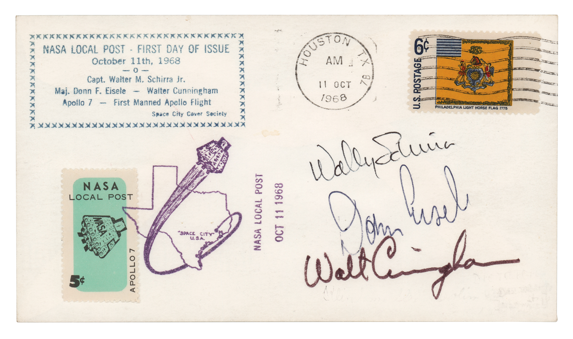Lot #7187 Apollo 7 Signed Launch Day FDC